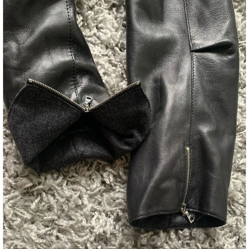 NEW NWT NINA RICCI Black Lamb Leather Zip Ruffle Crop Coat Jacket sz 42 M $3990 - Picture 9 of 13